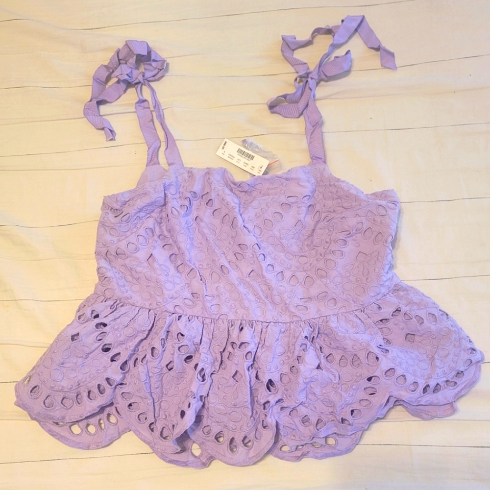 JCrew NWT Lilac Lace Peplum Top